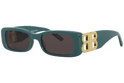 Pre-owned Balenciaga Bb0096s 006 Sunglasses Women's Green/gold/grey Rectangle Shape 51mm In Gray