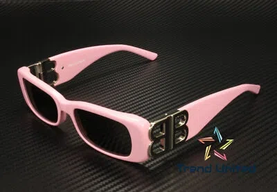 Pre-owned Balenciaga Bb0096s 012 Rectangular Squared Pink Grey 51 Mm Women's Sunglasses In Gray