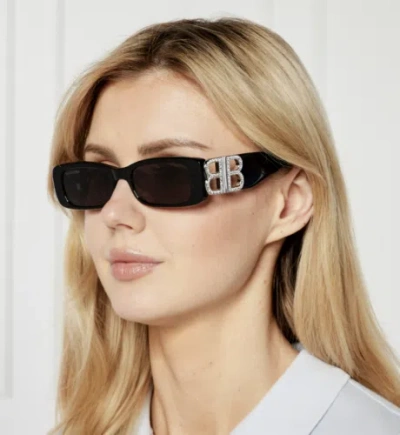 Pre-owned Balenciaga Bb0096s-017 Black Silver Grey Sunglasses In Gray
