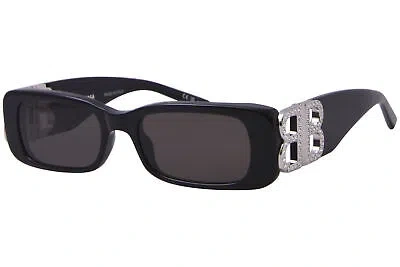 Pre-owned Balenciaga Bb0096s 017 Sunglasses Women's Black/silver/grey Rectangle Shape 51mm In Gray