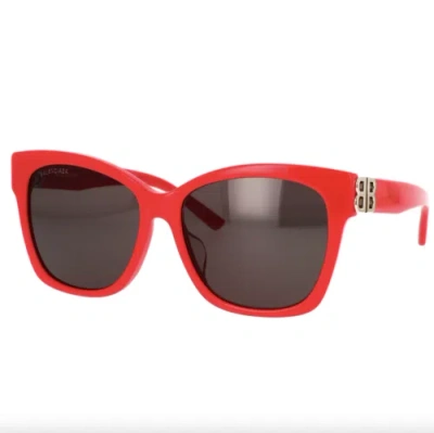 Pre-owned Balenciaga Bb0102sa-012 Red Silver Grey Sunglasses