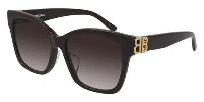 Pre-owned Balenciaga Bb0102sa Sunglasses Women Violet Square 57mm 100% Authentic In Red Gradient