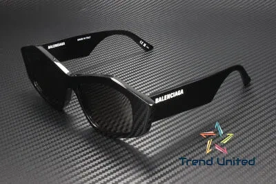 Pre-owned Balenciaga Bb0106s 001 Cat Eye Acetate Black Grey 52 Mm Women's Sunglasses In Gray