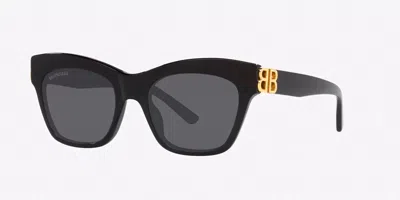 Pre-owned Balenciaga Bb0132s - 001 Black- Grey Lens Women's Sunglasses 53mm Authentic In Gray