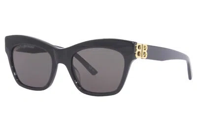 Pre-owned Balenciaga Bb0132s 001 Sunglasses Women's Black/gold/grey Butterfly Shape 53-mm In Gray