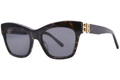 Pre-owned Balenciaga Bb0132s 002 Sunglasses Women's Havana/gold/green Square Shape 53mm