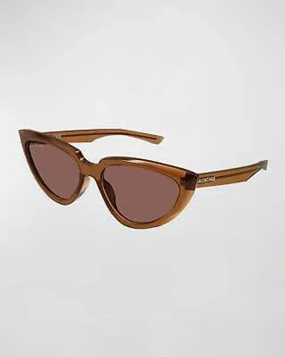 Pre-owned Balenciaga Bb0182s-005 Brown Brown Brown Sunglasses