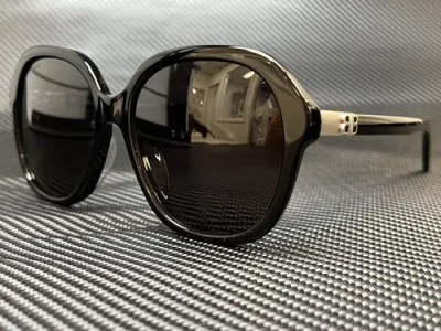 Pre-owned Balenciaga Bb0184sa 001 Black Square Women's 57 Mm Sunglasses In Gray