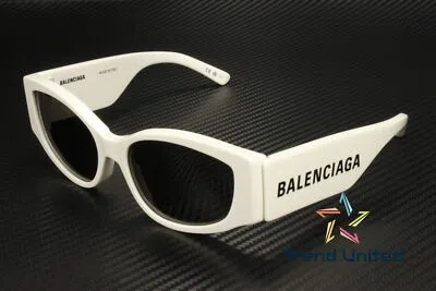 Pre-owned Balenciaga Bb0258s 003 Cat Eye Acetate White Grey 58 Mm Women's Sunglasses In Gray