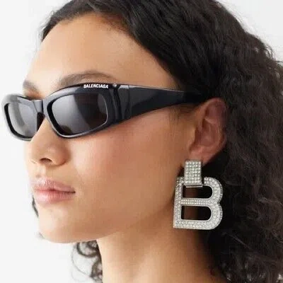 Pre-owned Balenciaga Bb0266s-001 Black Black Grey Sunglasses In Gray