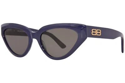 Pre-owned Balenciaga Bb0270s 004 Sunglasses Women's Blue/grey Cat Eye 56mm In Gray