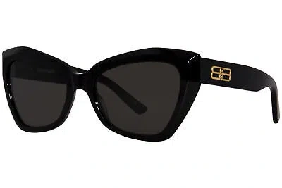 Pre-owned Balenciaga Bb0271s 001 Sunglasses Women's Black/grey Lenses Cat Eye 56mm In Gray