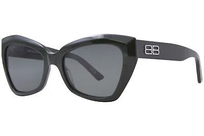 Pre-owned Balenciaga Bb0271s 004 Sunglasses Women's Green/green Cat Eye 56mm