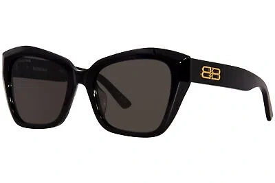 Pre-owned Balenciaga Bb0273sa 001 Sunglasses Women's Black/grey Cat Eye 55mm In Gray