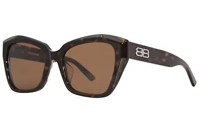 Pre-owned Balenciaga Bb0273sa 002 Sunglasses Women's Havana/brown Cat Eye 55mm