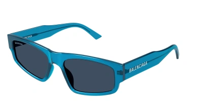 Pre-owned Balenciaga Bb0305s-009 Blue Cat-eye Men's Sunglasses
