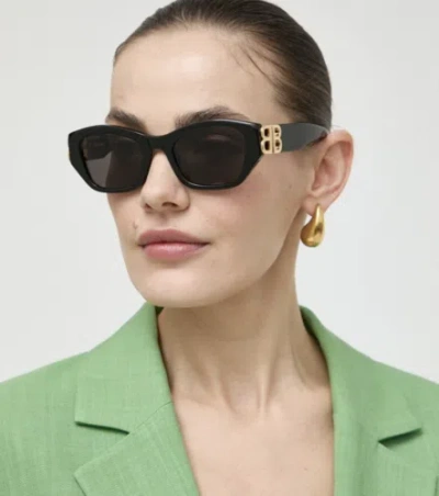 Pre-owned Balenciaga Bb0311sk-001 Black Black Grey Sunglasses In Gray