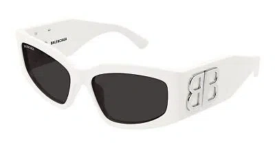 Pre-owned Balenciaga Bb0321s-005 White Sunglasses In Gray