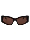 Balenciaga Grey Rectangular Ladies Sunglasses Bb0321s 001 57 In Havana-havana-brown
