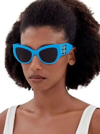 Pre-owned Balenciaga Bb0322s-006 Light Blue Sunglasses In Light Blue Grey