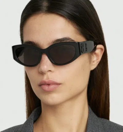 Pre-owned Balenciaga Bb0324sk-001 Black Sunglasses In Gray