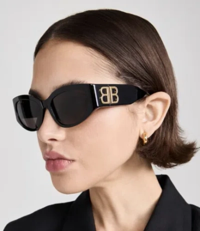Pre-owned Balenciaga Bb0324sk-002 Black Sunglasses In Gray