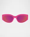 Balenciaga Bb0324sk Round Acetate Sunglasses In Fuchsia