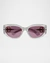 Balenciaga Bb0324sk Round Acetate Sunglasses In White