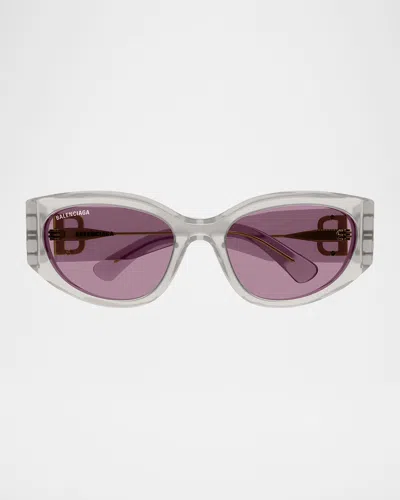 Balenciaga Bb0324sk Round Acetate Sunglasses In White