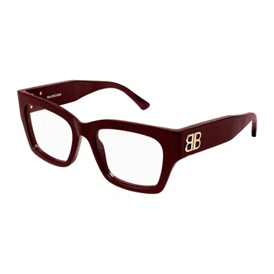 Balenciaga Bb0325o Mini Burgundy-inspired Clear Demo Lenses Eyeglasses