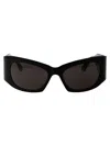 Balenciaga Grey Rectangular Ladies Sunglasses Bb0321s 001 57 In 001 Black Black Grey