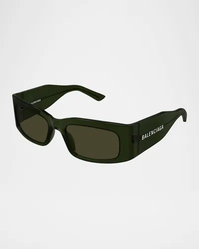 BALENCIAGA LOGO-PRINT RECTANGLE SUNGLASSES
