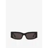 Balenciaga Grey Rectangular Ladies Sunglasses Bb0321s 001 57 In Black