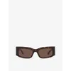 Balenciaga Womens Brown Bb0328s Rectangular-frame Acetate Sunglasses In Brown