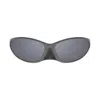 Balenciaga 70mm Gradient Oversize Oval Sunglasses In Grey-grey-grey