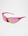 Balenciaga Aluminum Wrap Sunglasses In Shiny Metallic Pink