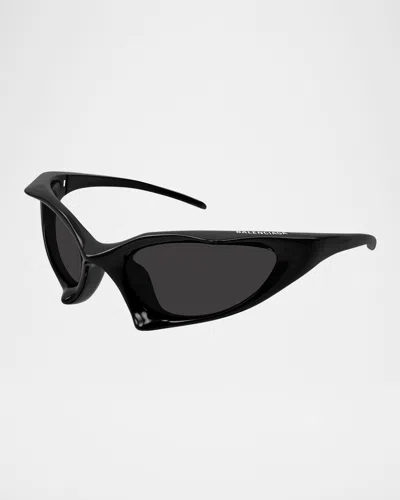 BALENCIAGA WRAP LOGO-PRINT PLASTIC SUNGLASSES