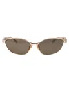 Balenciaga Gold Mercury Rectangular Metal Sunglasses In Gold-gold-brown