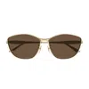 Balenciaga Logo Engraved Rectangle Metal Sunglasses