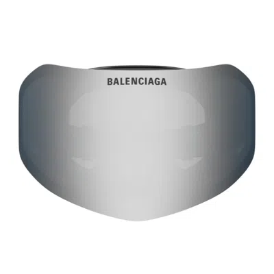 Balenciaga Bb0379s Ski Mask 002 Black Silver Sunglasses