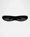 Balenciaga Bb0383s Shield Plastic Sunglasses In Black