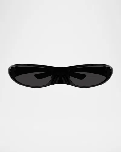 Balenciaga Bb0383s Shield Plastic Sunglasses In Black