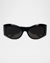 Balenciaga Bb0394s Acetate Butterfly Sunglasses In Black