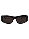 Balenciaga Grey Rectangular Ladies Sunglasses Bb0096s 001 51 In Black-black-grey
