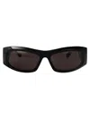 Balenciaga Grey Rectangular Ladies Sunglasses Bb0096s 001 51 In Black-black-grey
