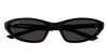 Balenciaga Bb0402s Neo Oval 2.0 Linea Everyday 001 Black Grey Sunglasses In Black