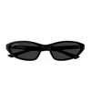Balenciaga Bb0402s Neo Oval 2.0 Linea Everyday 001 Black Grey Sunglasses In Black