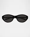 Balenciaga Bb0404sk Round Acetate Sunglasses In Black