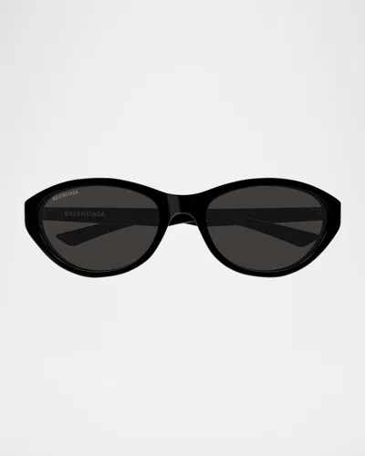 Balenciaga Bb0404sk Round Acetate Sunglasses In Black