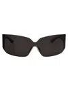Balenciaga Grey-grey-grey Nylon Sunglasses In Black